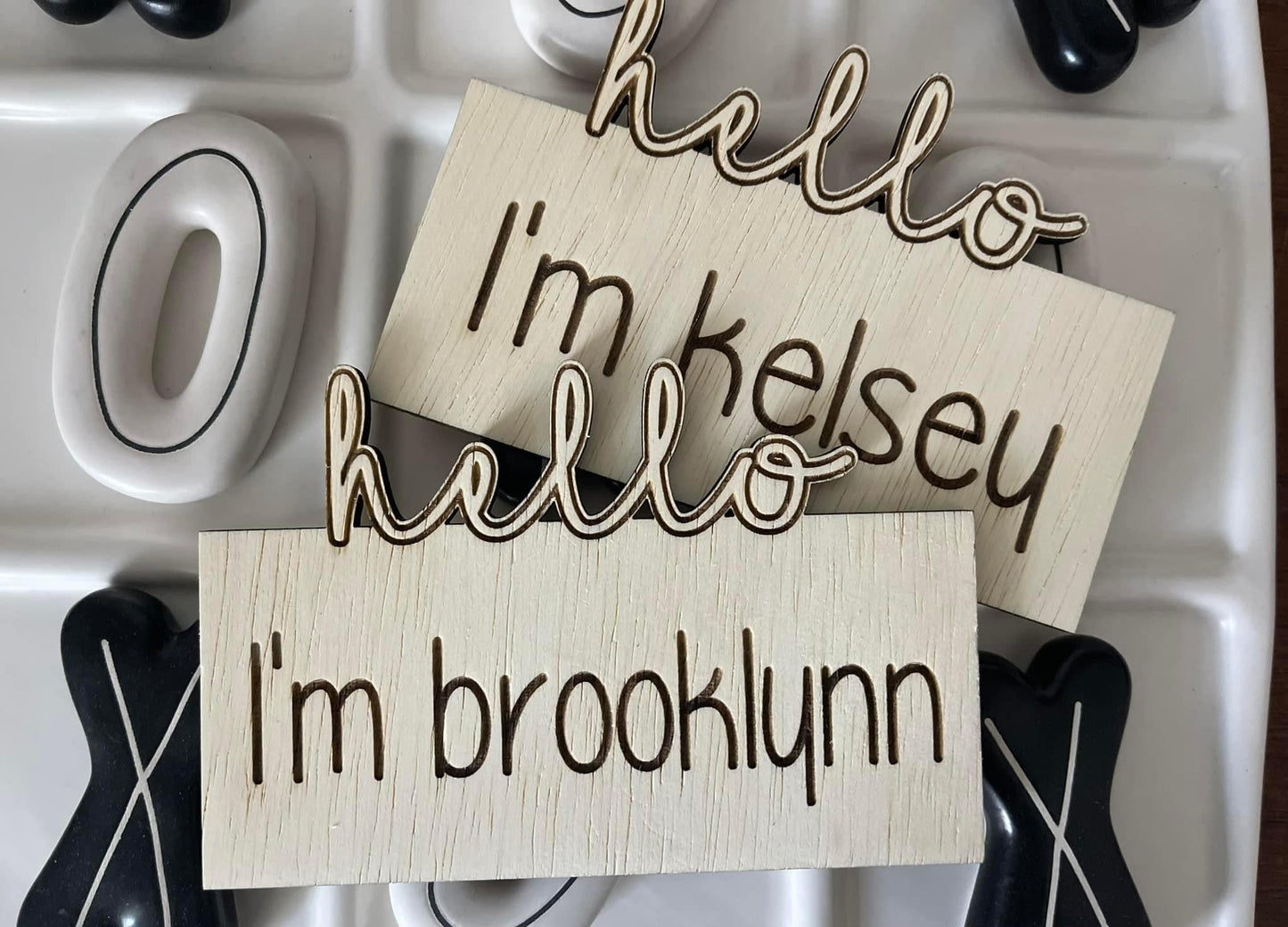 Baby Name Announcement Sign – "Hello I'm " (6” Natural Wood)
