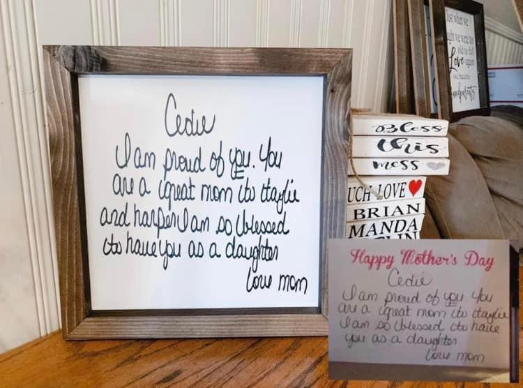 Custom Traced Handwritten Signs β Choose Your Frame Color | Recipes, Notes & More