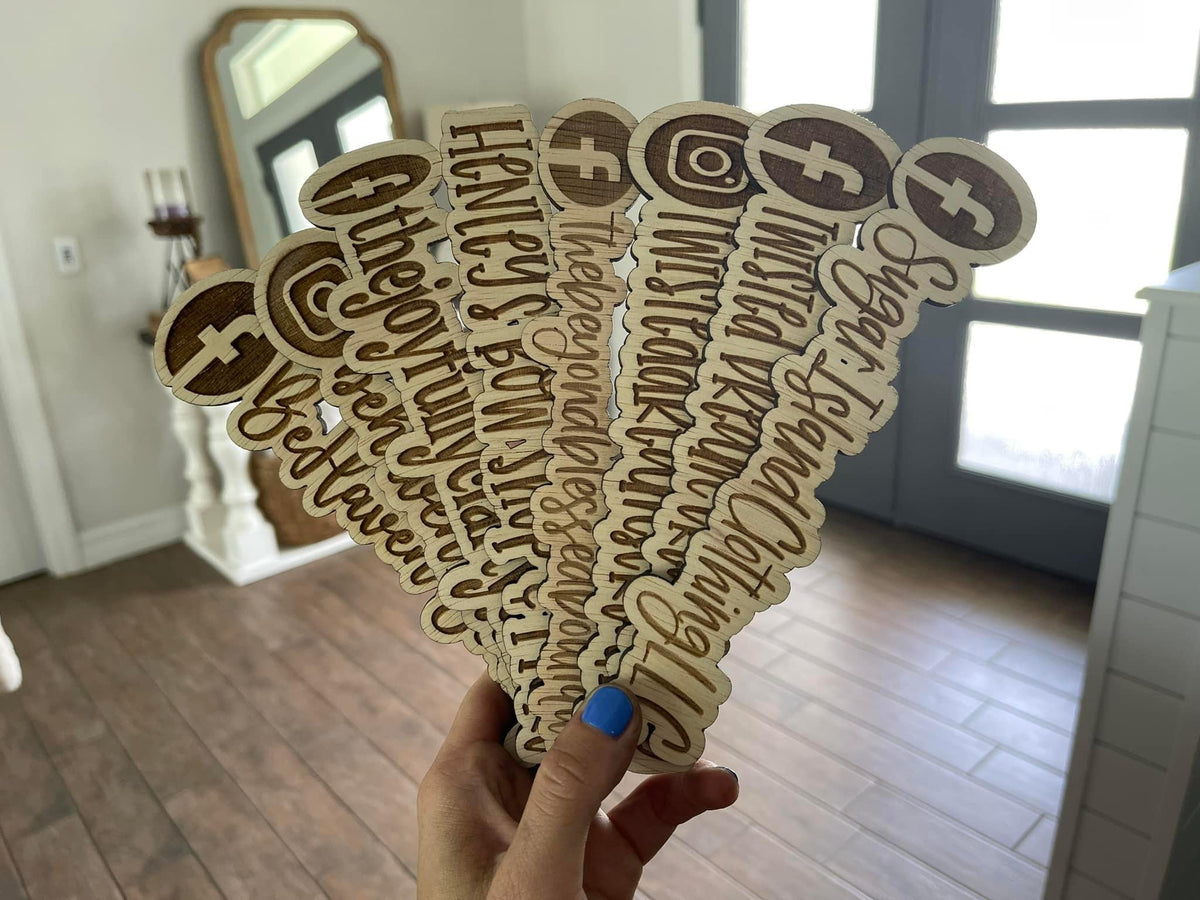 Custom Social Media Watermarks – Personalized Wooden Signs (2”x10”)