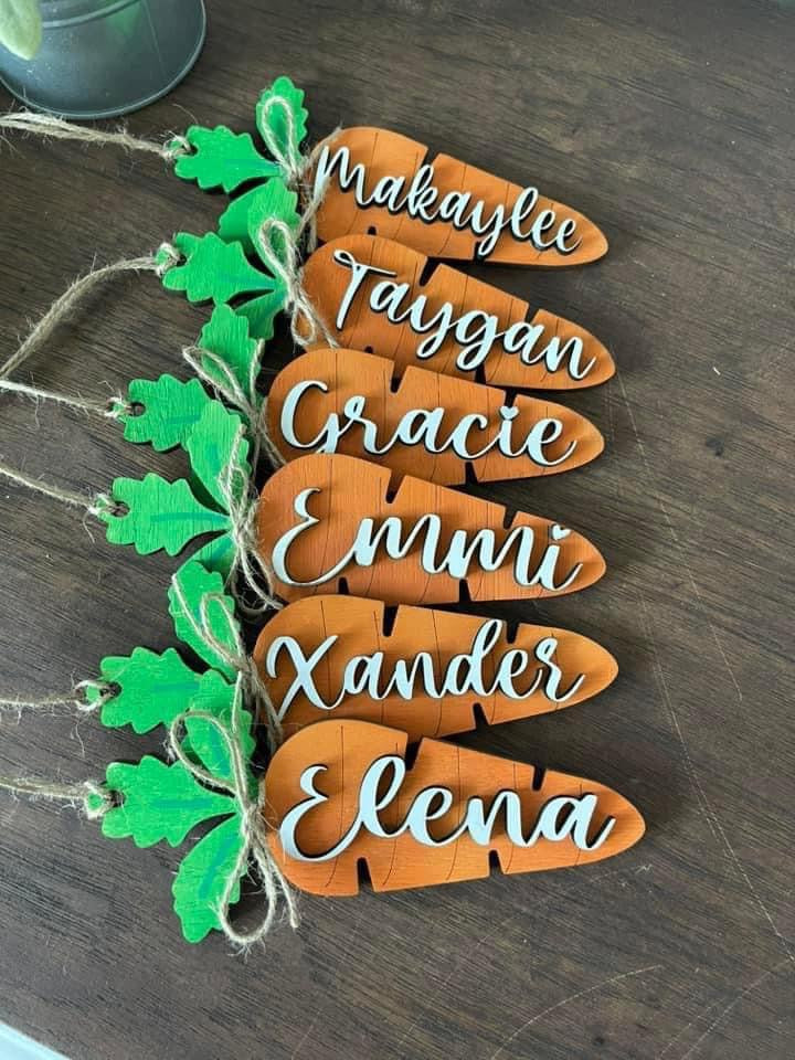 Custom Carrot Tags – Personalized Wooden Name Tags (6"x3")
