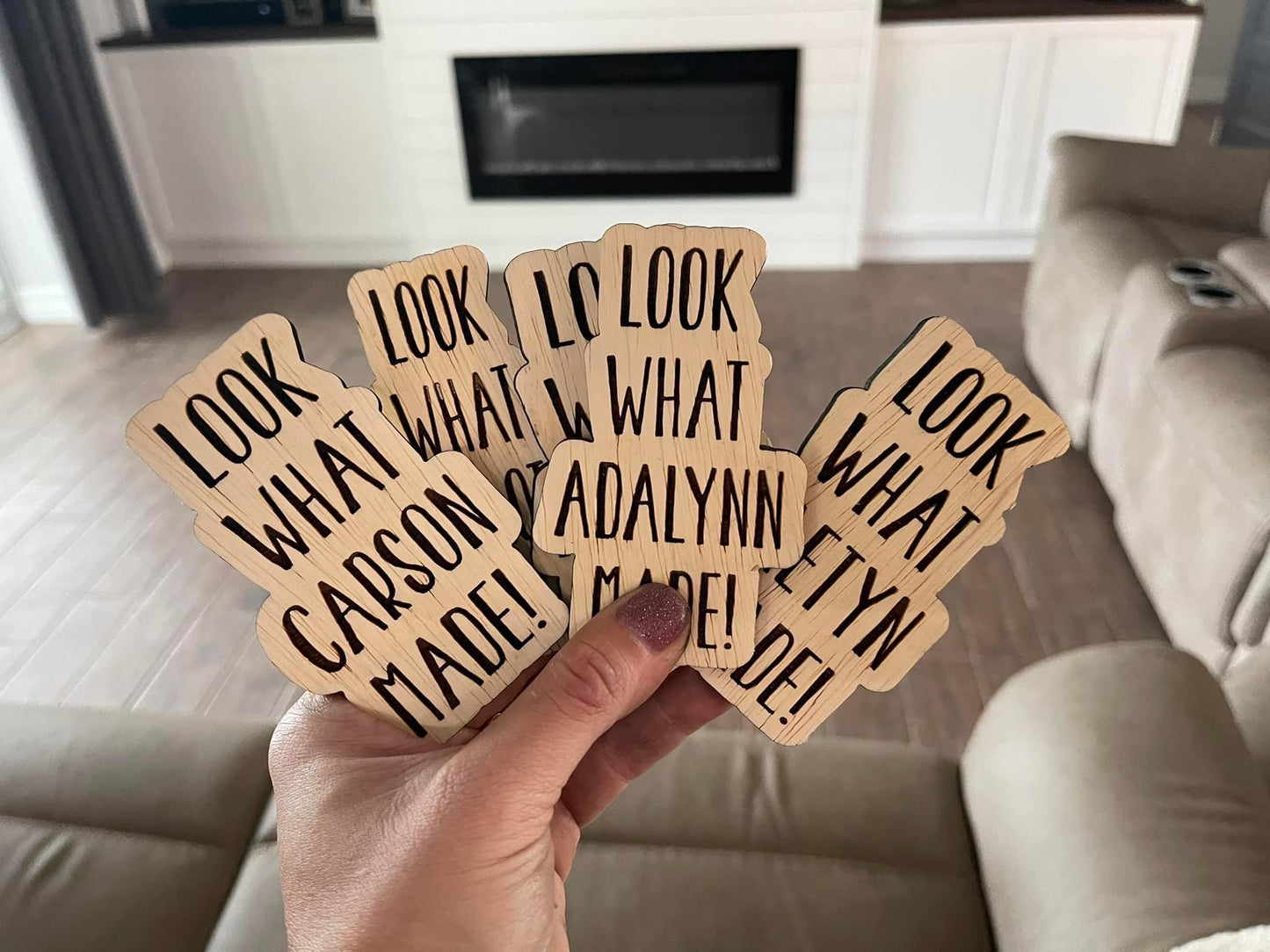 2.5”x4” Offset "Look What I Made" Wooden Magnet – Personalized Keepsake