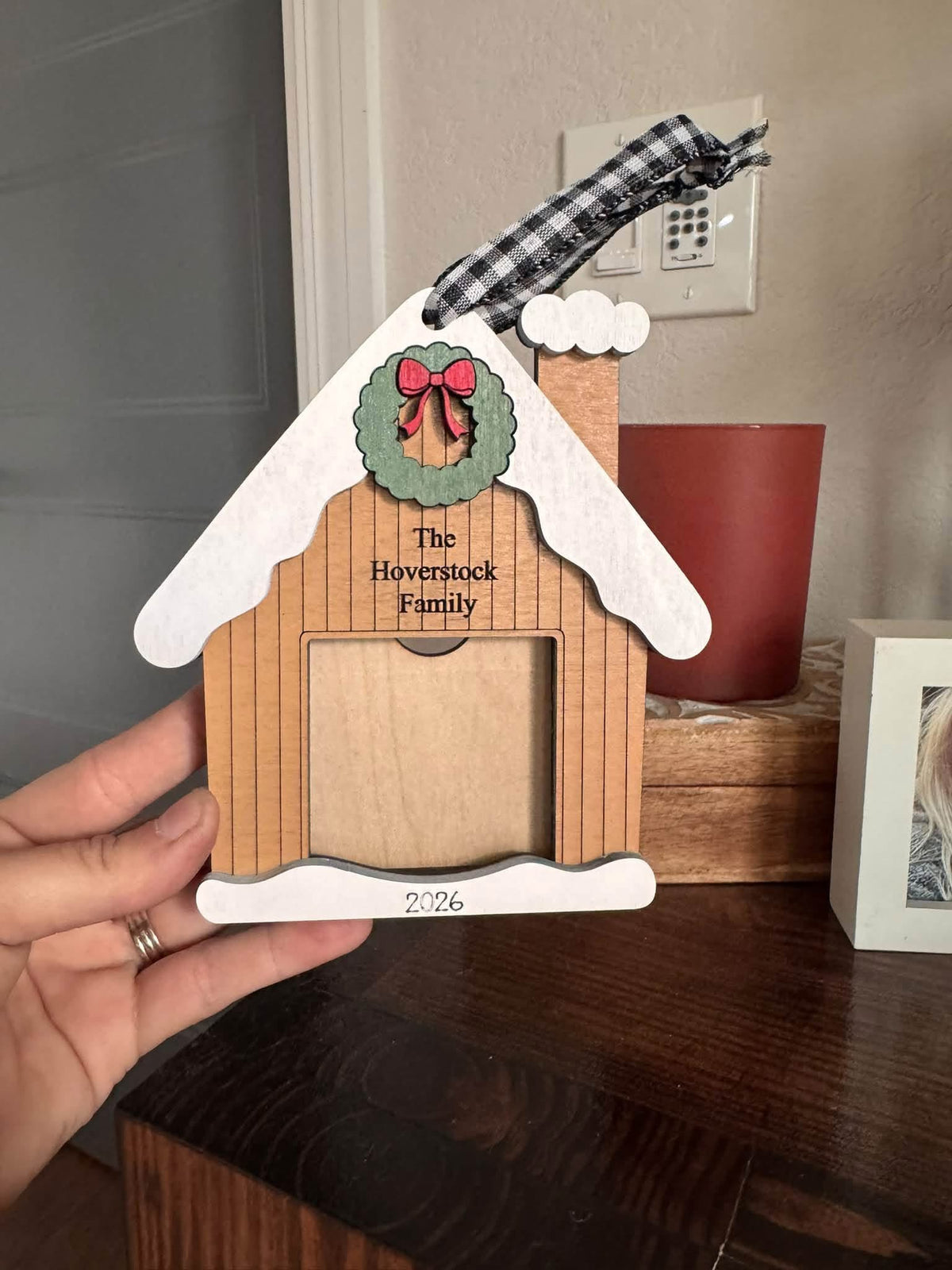 Gingerbread house photo ornament