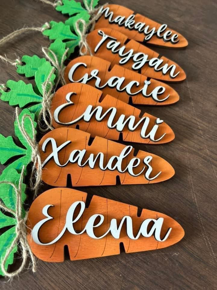 Custom Carrot Tags – Personalized Wooden Name Tags (6"x3")