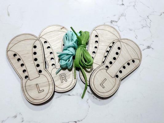 Practice Shoe Tie Board – Set Includes Left & Right with Lace
