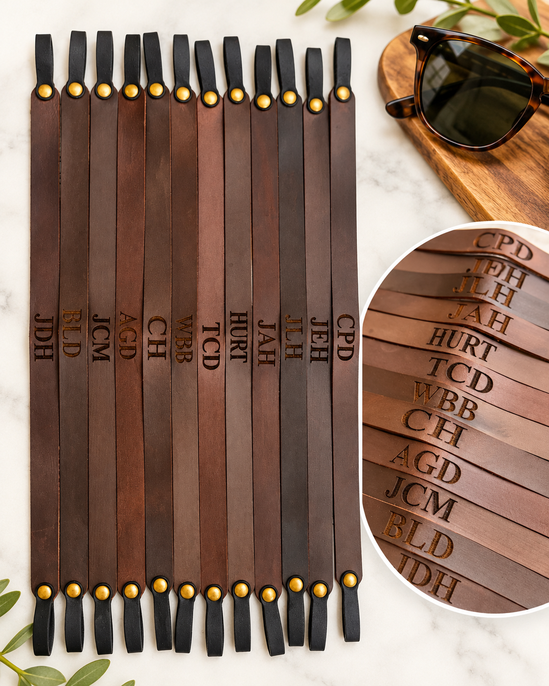 Leather sunglass strap