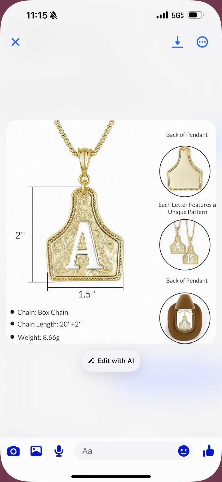 RTS Letter Pendant Cow Tag Initial Necklace