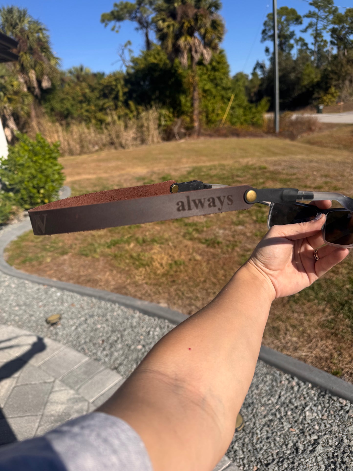 Leather sunglass strap