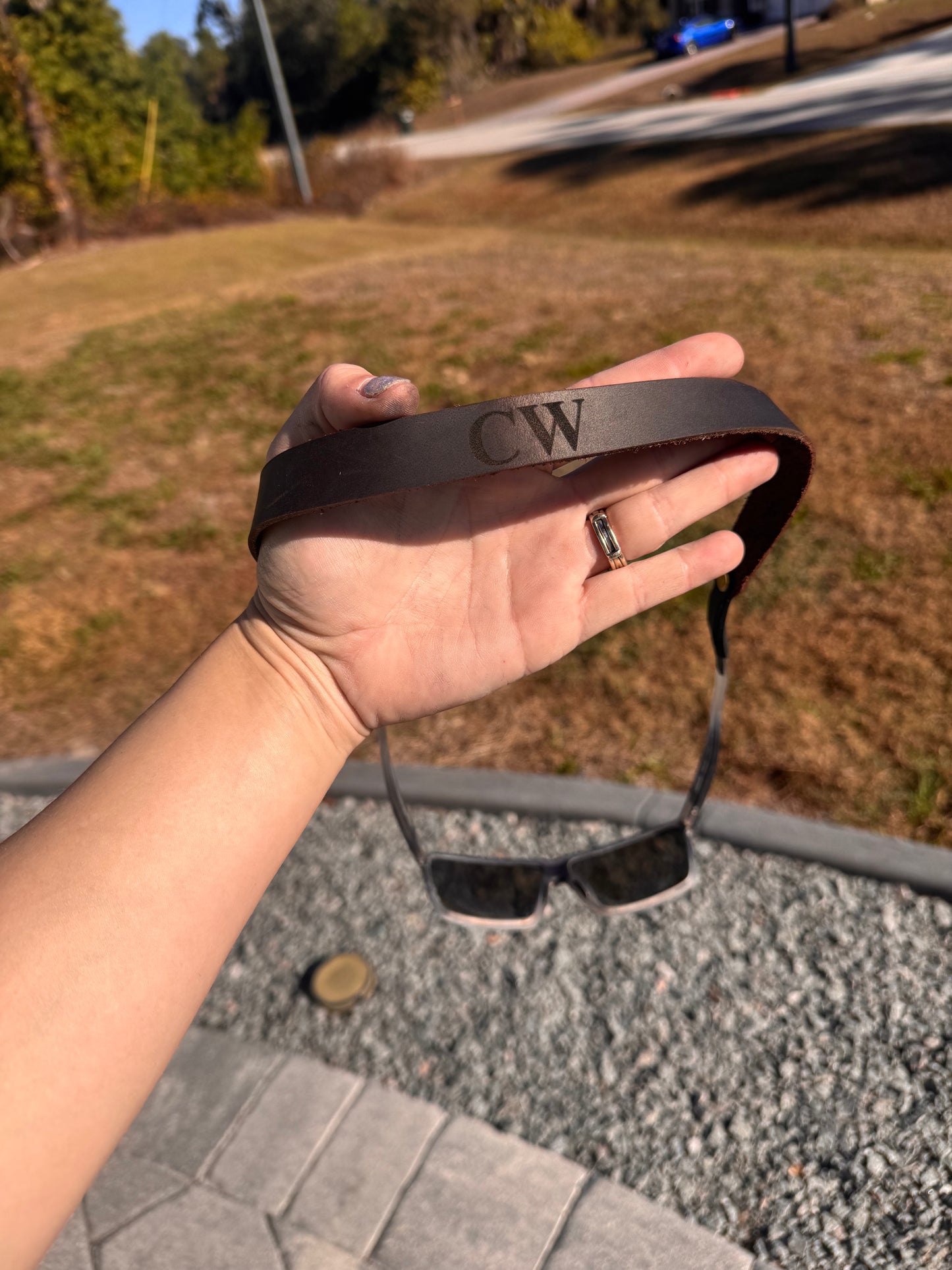Leather sunglass strap