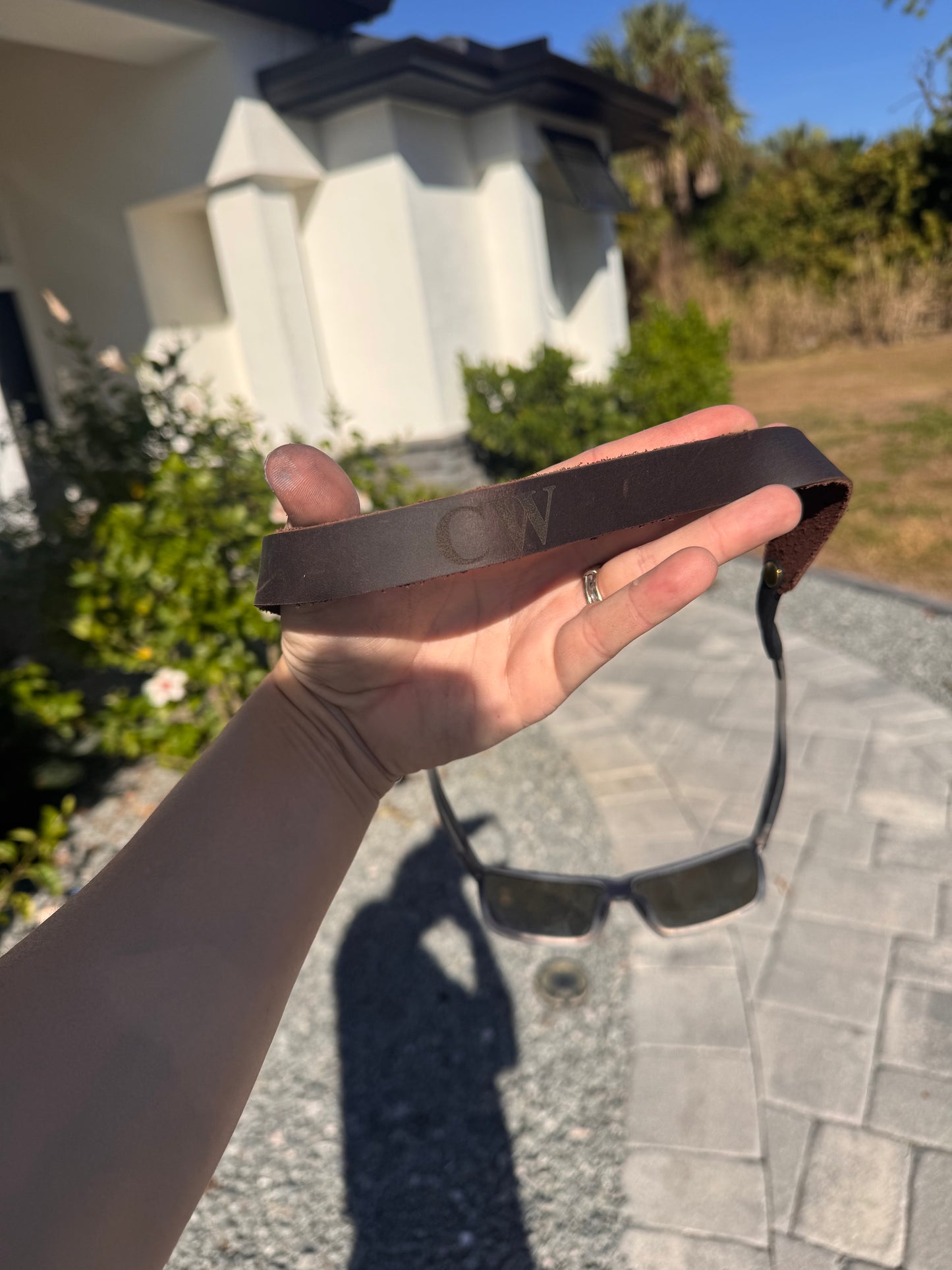 Leather sunglass strap