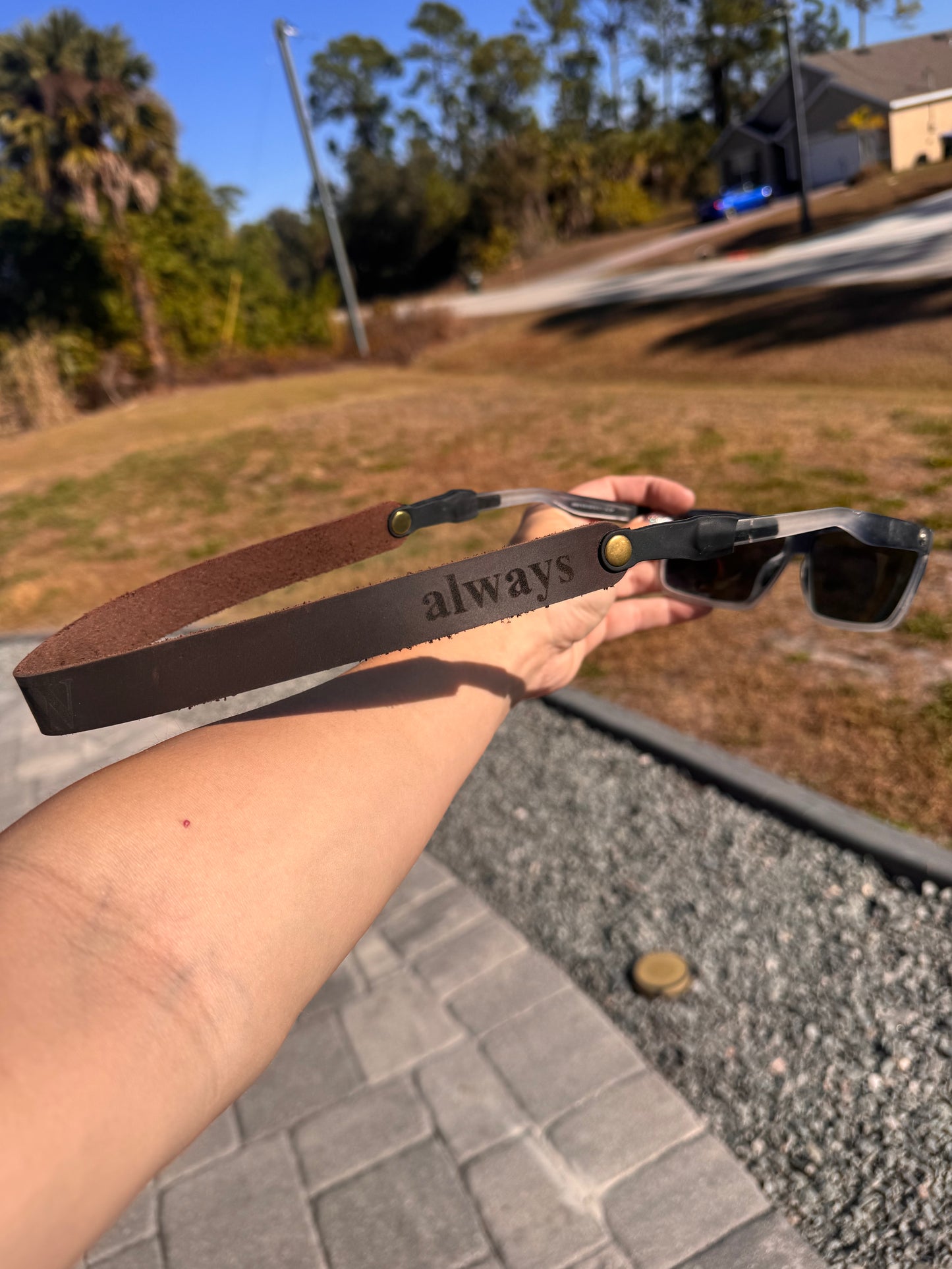 Leather sunglass strap