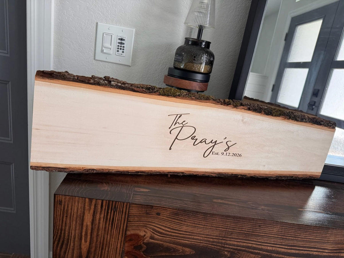 Live edge - engraved guest board / home decor sign