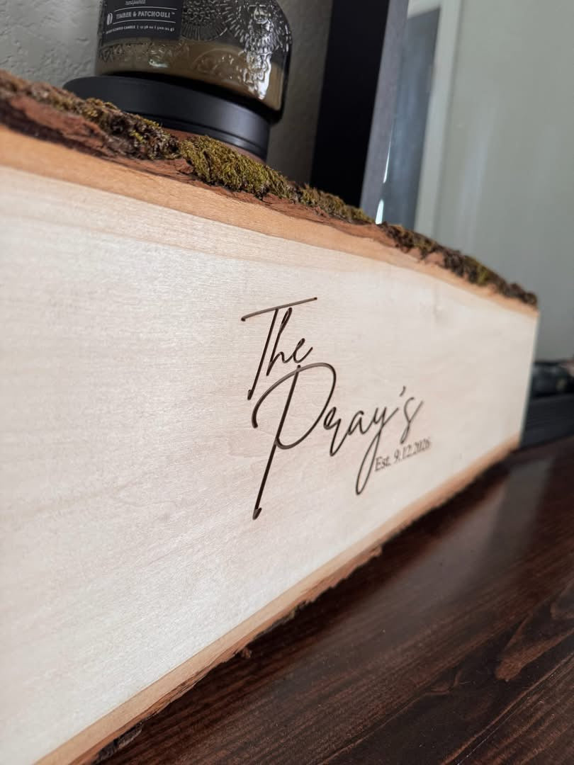 Live edge - engraved guest board / home decor sign
