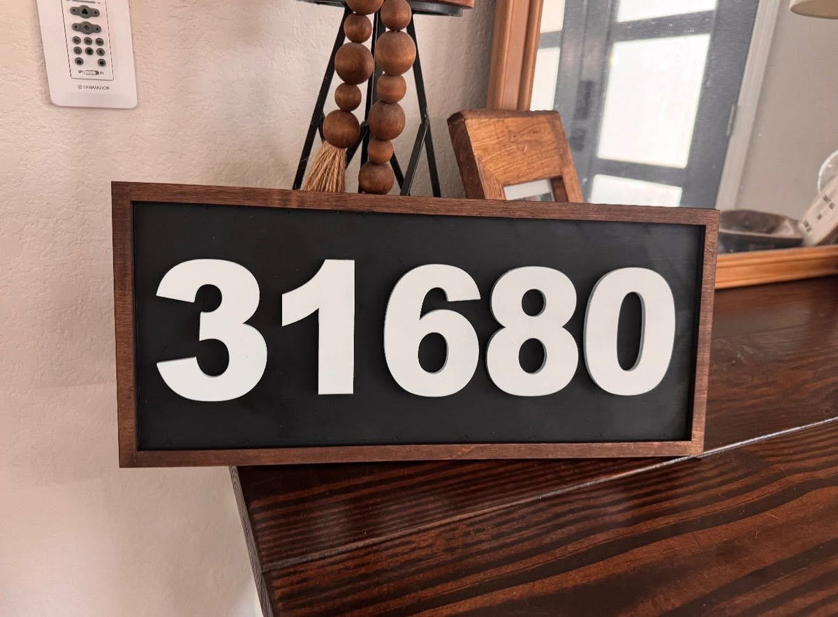 House number - wood sign