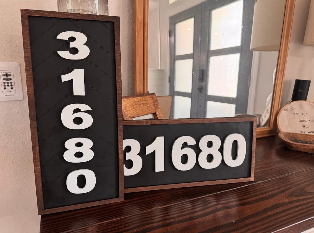 House number - wood sign