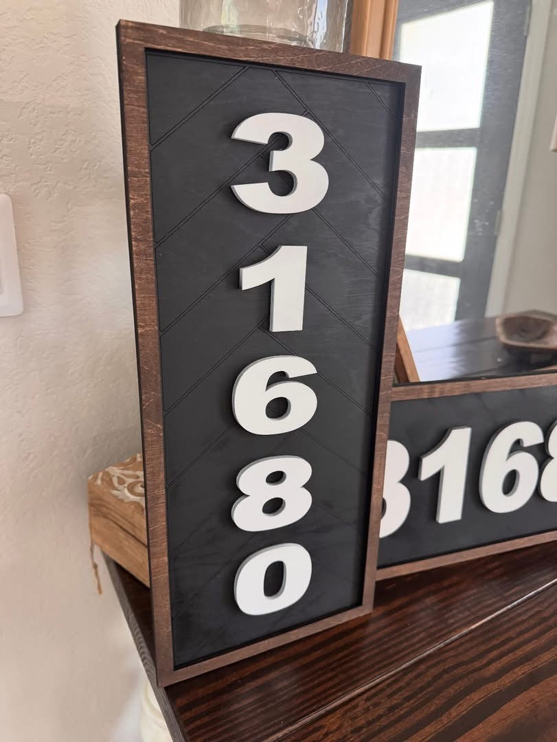 House number - wood sign