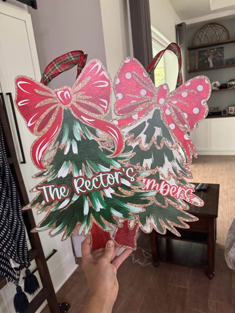 Wood printed Christmas trees