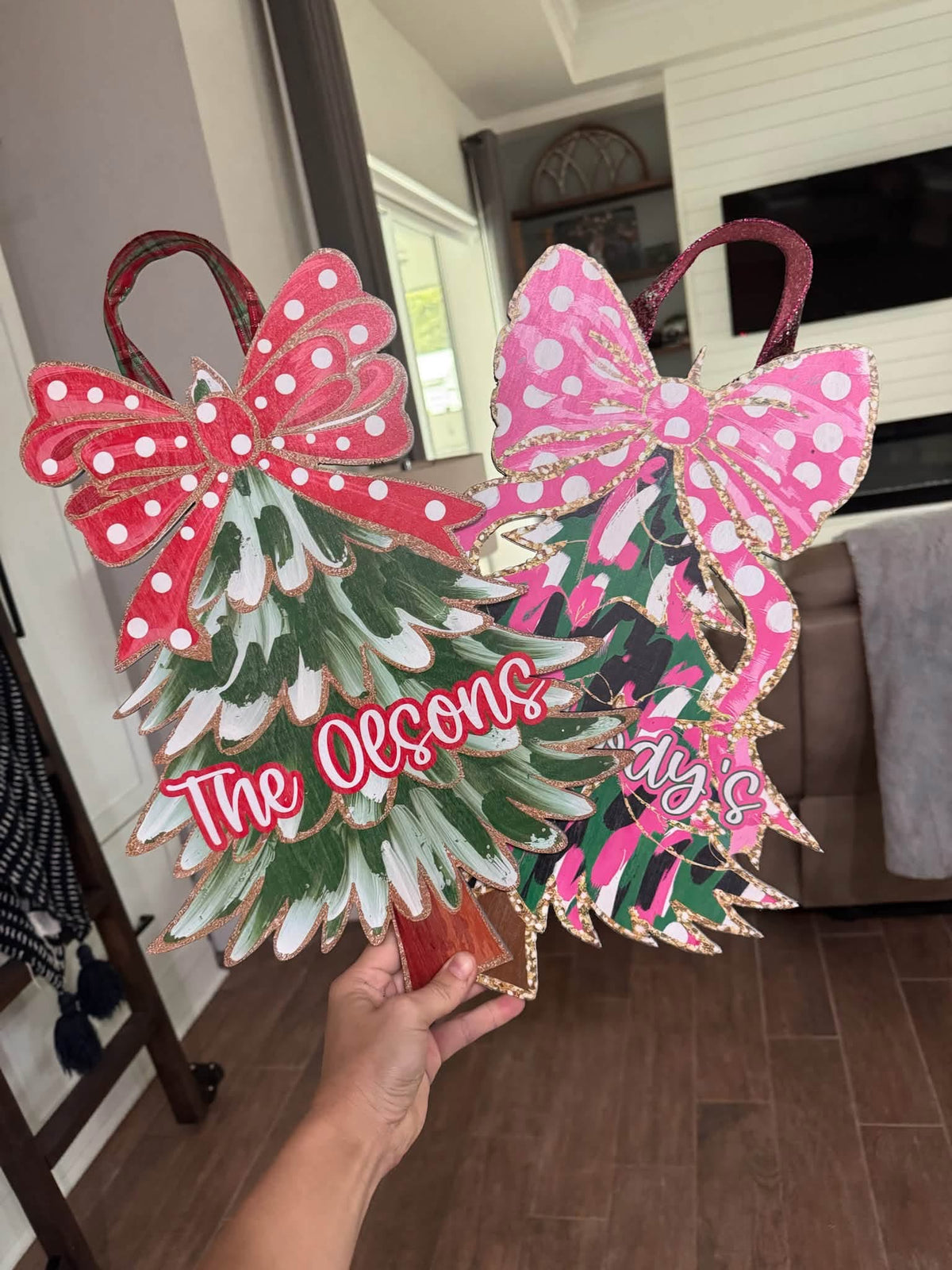 Wood printed Christmas trees