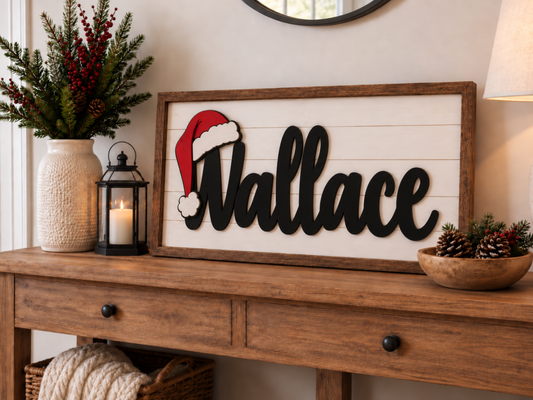 Santa hat name sign