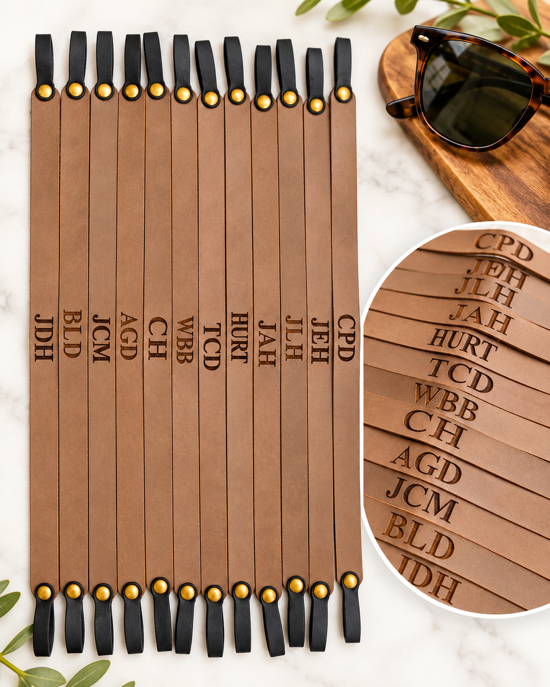 Leather sunglass strap
